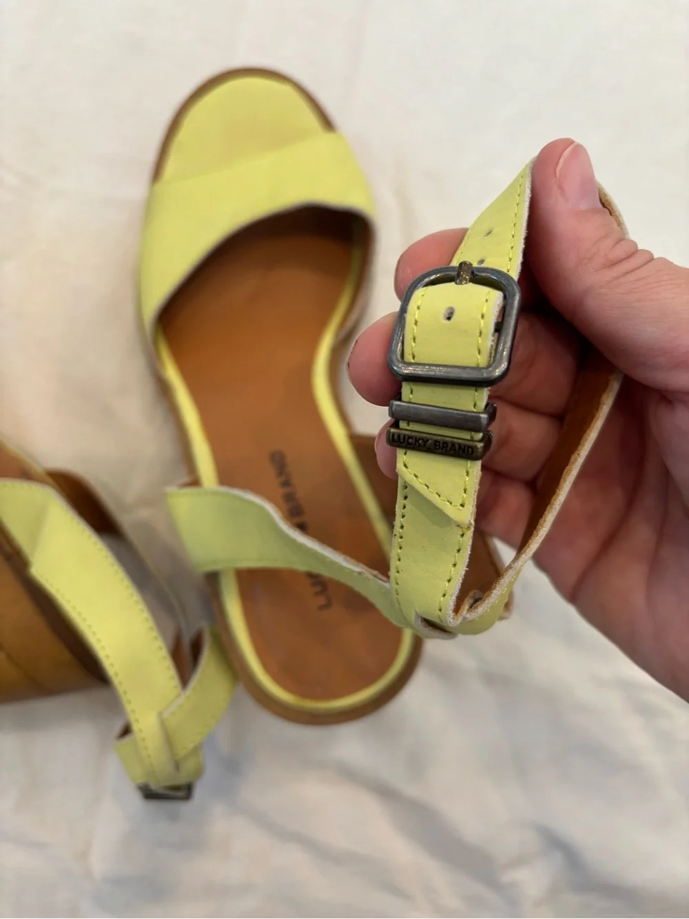 Y2K Lucky Brand Lemon Green Platform Sandals